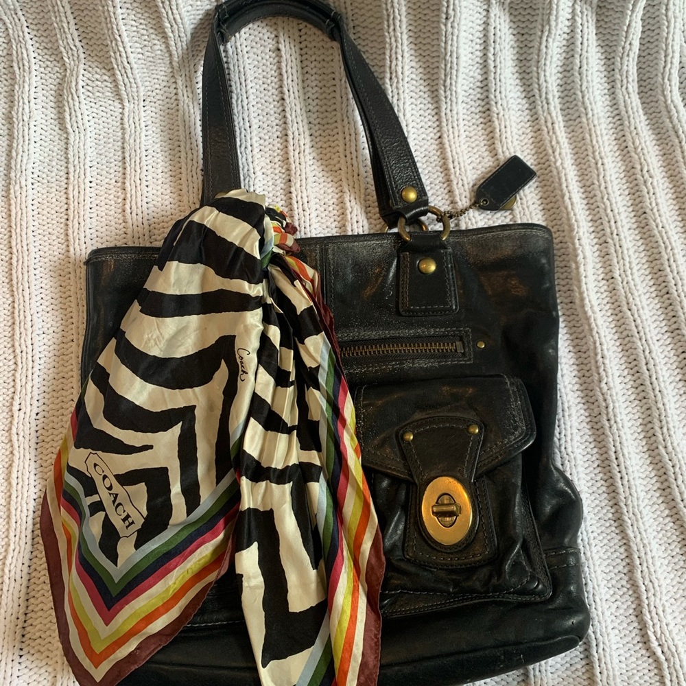 Coach legacy bag and coach scarf- authentic